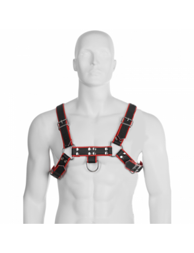 Sextoys - Bondage - SM - HARNAIS DE CHAÃNE DE CORPS EN CUIR III NOIR / ROUGE - Leather Body