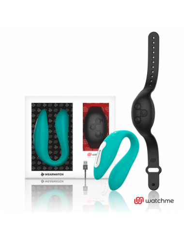 Sextoys - Vibromasseurs - WEARWATCH DUAL PLEASURE WIRELESS TECHNOLOGY WATCHME AQUAMARINE / JET BLACK - Wearwatch