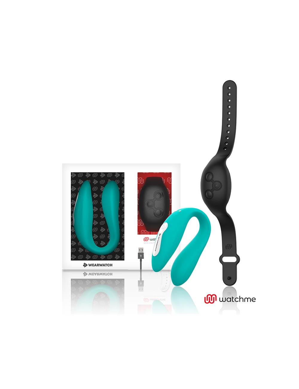 Sextoys - Vibromasseurs - WEARWATCH DUAL PLEASURE WIRELESS TECHNOLOGY WATCHME AQUAMARINE / JET BLACK - Wearwatch