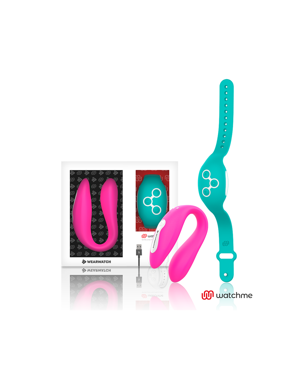 Sextoys - Accessoires - WEARWATCH DOUBLE PLAISIR TECHNOLOGIE SANS FIL WATCHME FUCHSIA / AQUAMARINE - Wearwatch