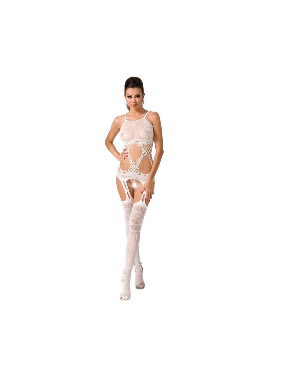 Lingerie - Combinaisons - PASSION WOMAN BS047 BODYSTOCKING - BLANC TAILLE UNIQUE - Passion Woman Bodystockings