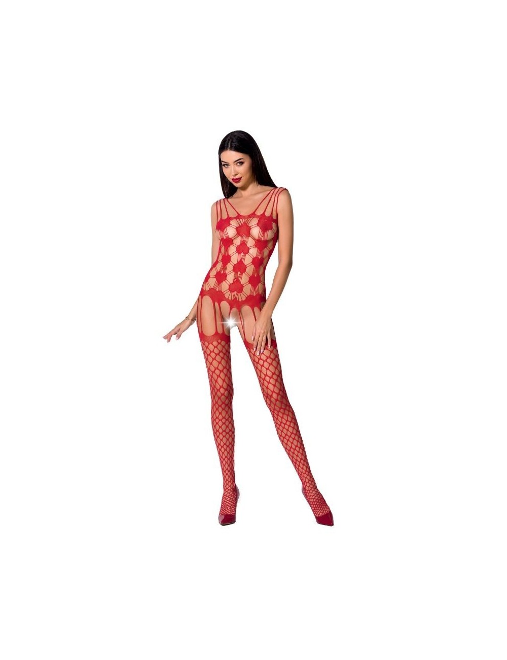 Lingerie - Combinaisons - BODYSTOCKING PASSION WOMAN BS067 - ROUGE TAILLE UNIQUE - Passion Woman Bodystockings