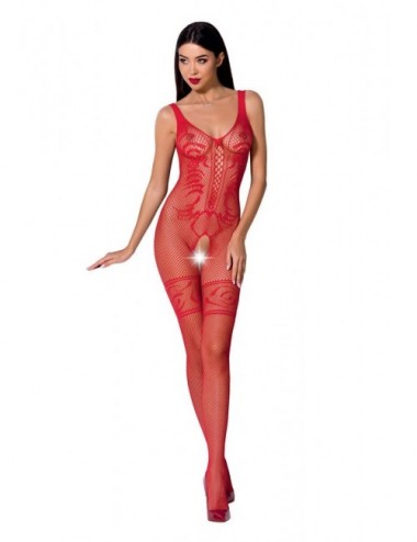 Lingerie - Combinaisons - BODYSTOCKING PASSION WOMAN BS069 - ROUGE TAILLE UNIQUE - Passion Woman Bodystockings