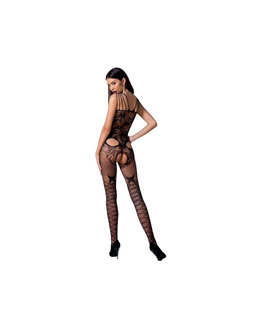 Lingerie - Combinaisons - PASSION WOMAN BS076 BODYSTOCKING TAILLE UNIQUE NOIR - Passion Woman Bodystockings