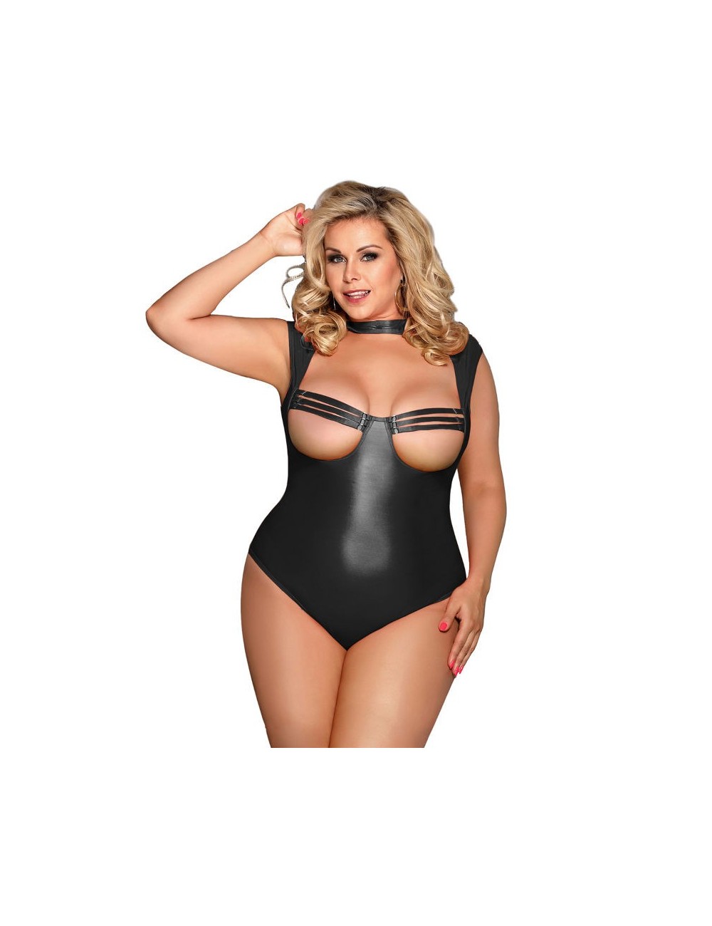 Lingerie - Bodys - SUBBLIME QUEEN PLUS FETISH DU SEIN NON COUVERT TEDDY - Subblime Queen Plus Size