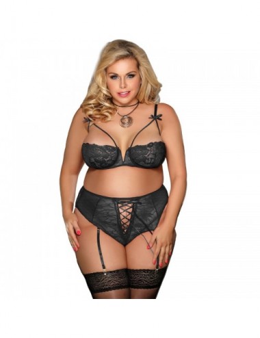 Lingerie - Ensembles de lingerie - SUBBLIME QUEEN PLUS SET SUJETADOR Y CULOTTES CON LIGUERO - Subblime Queen Plus Size