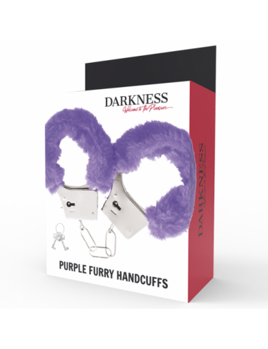 Sextoys - Masques, liens et menottes - DARKNESS PLEASURE FURRY HANDCUFFS PURPLE - Darkness Bondage