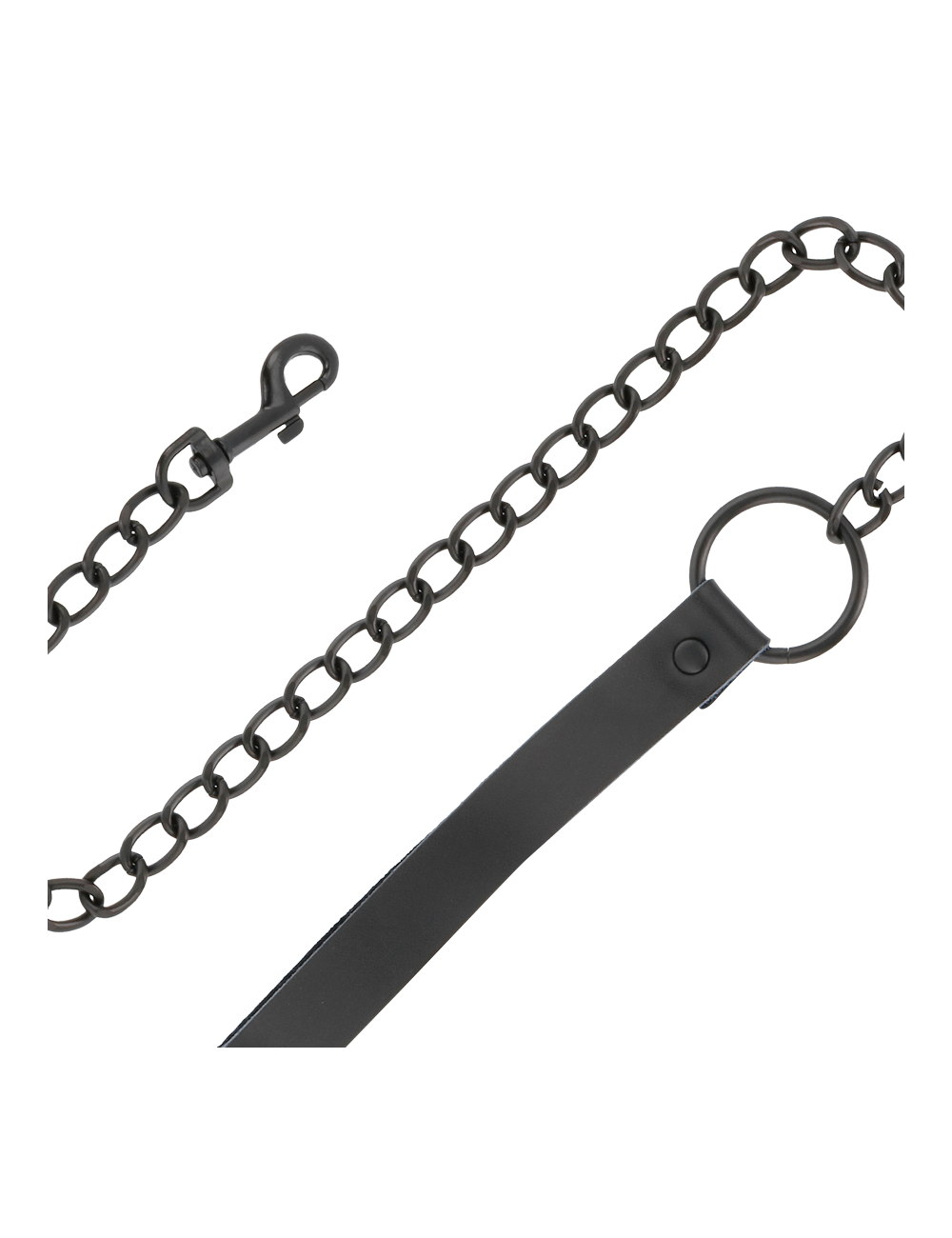 Sextoys - Menottes & accessoires - DARKNESS FULL BLACK COLLAR WITH LEASH - Darkness Bondage