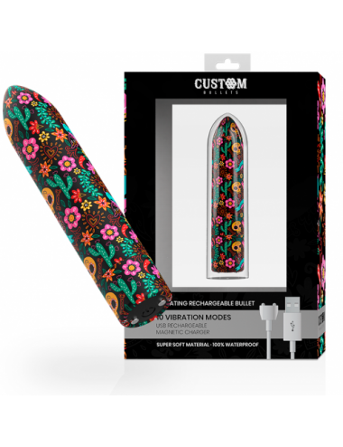 Sextoys - Oeufs Vibrants - BULLETS PERSONNALISÃS BULLET RECHARGEABLE FLORAL 10 INTENSITIES - Custom Bullets