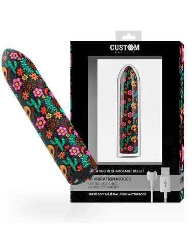 Sextoys - Oeufs Vibrants - BULLETS PERSONNALISÃS BULLET RECHARGEABLE FLORAL 10 INTENSITIES - Custom Bullets