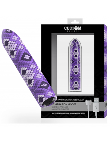 Sextoys - Oeufs Vibrants - CUSTOM BULLETS RECHARGEABLE SNAKE PURPLE MAGNETIC BULLET 10V - Custom Bullets