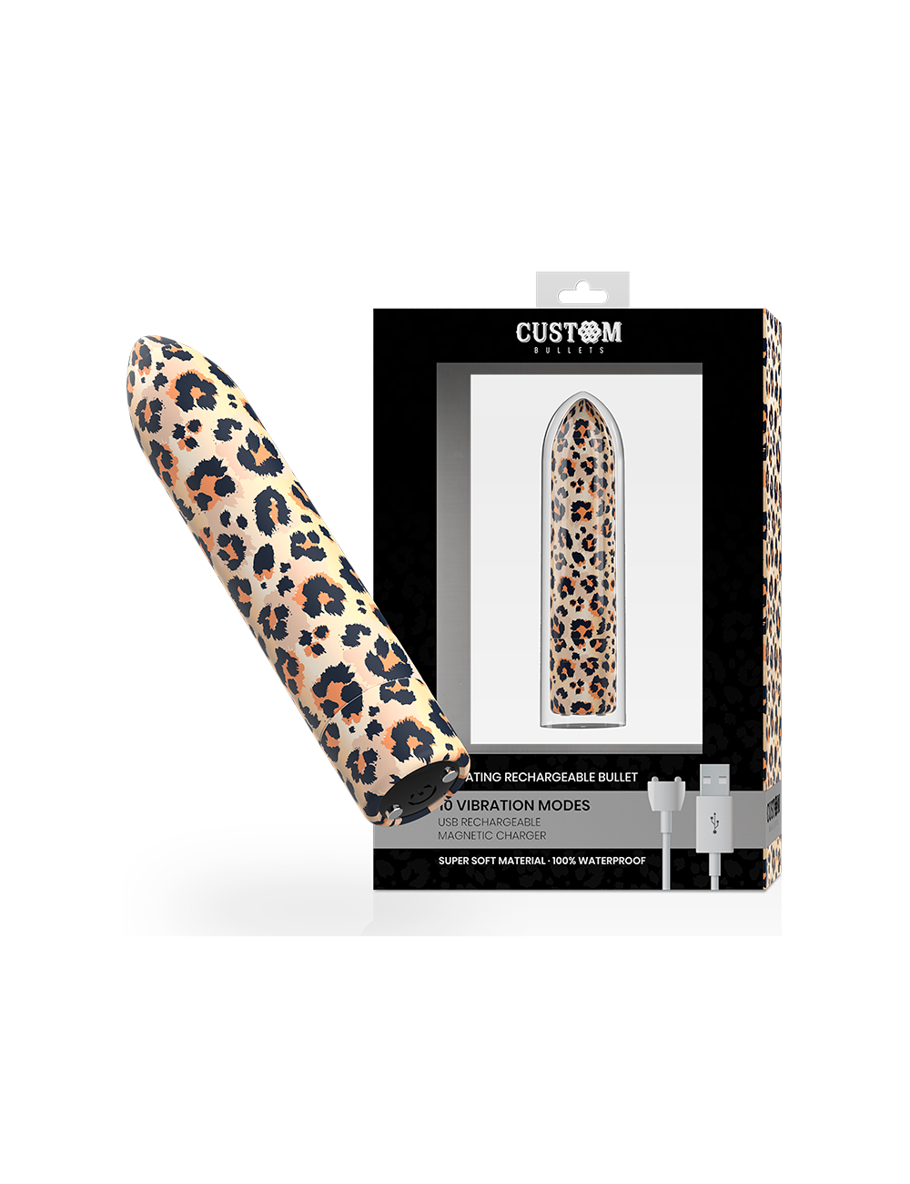 Sextoys - Oeufs Vibrants - BULLETS PERSONNALISÃS BULLET RECHARGEABLE LEOPARD 10 INTENSITIES - Custom Bullets