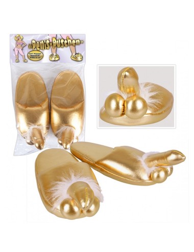 Chaussons dorés avec penis